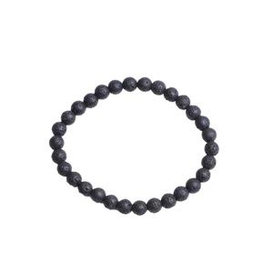 6 mm Black Lava Rock Stones Stretch Bracelet